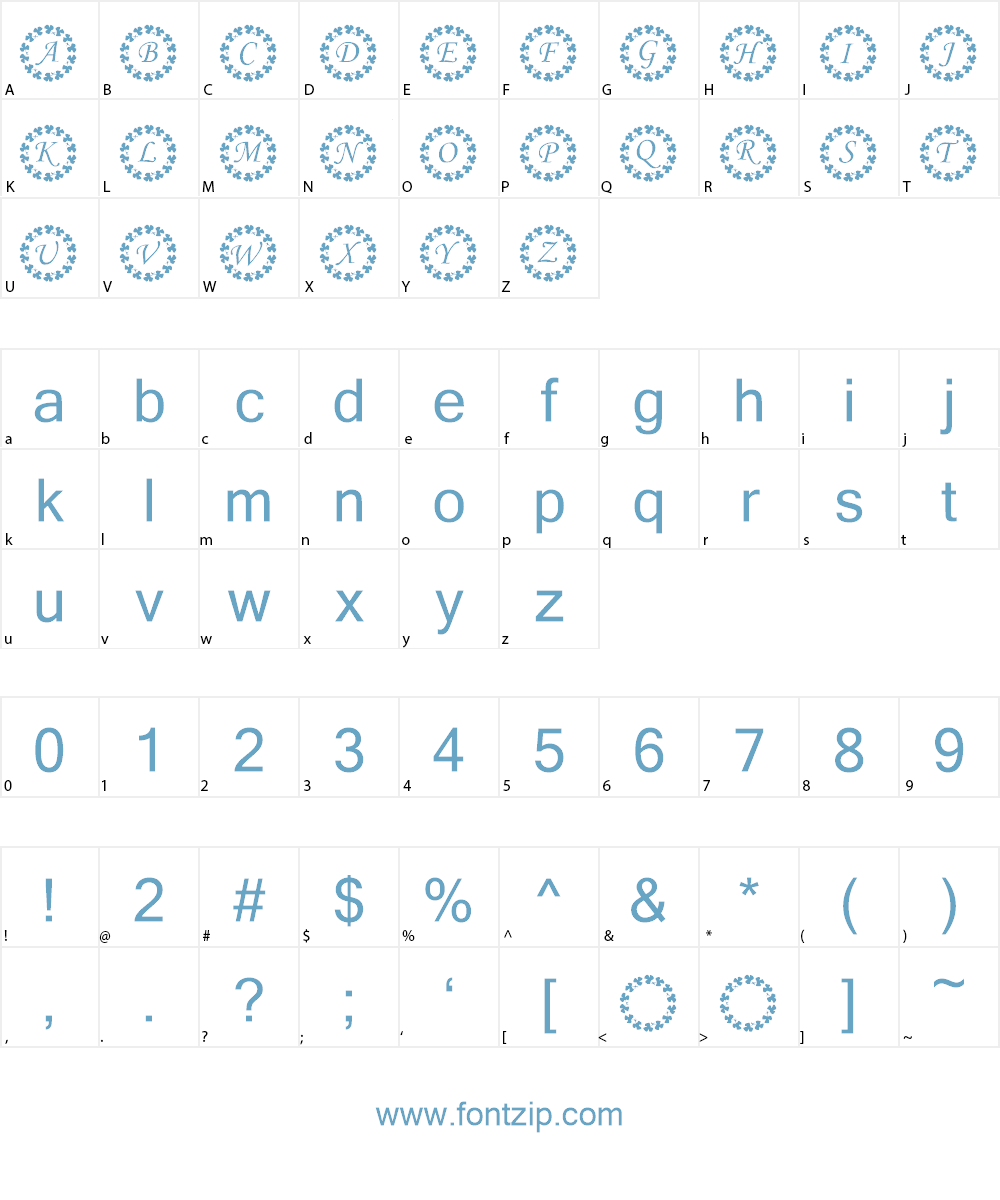KR Ring O' Shams Font Character